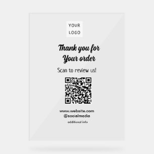 Thank you for order scan Review us business logo Acrylic Sign