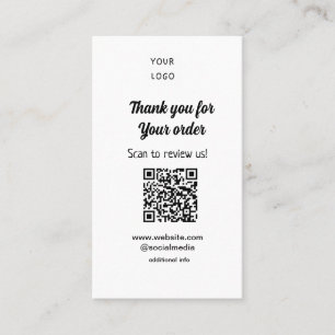 Thank you for order scan Review us business logo Card