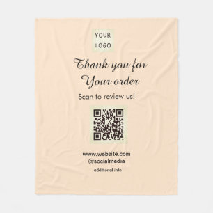 Thank you for order scan Review us business logo Fleece Blanket