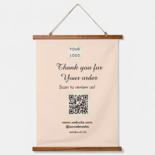 Thank you for order scan Review us business logo Hanging Tapestry