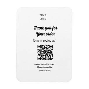 Thank you for order scan Review us business logo Magnet