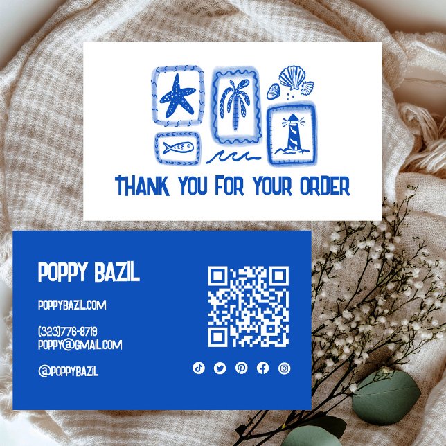 Thank You for Order Social Icon QR Code Beach Business Card (Thank You for Order Social Icon QR Code Beach Business Card
)