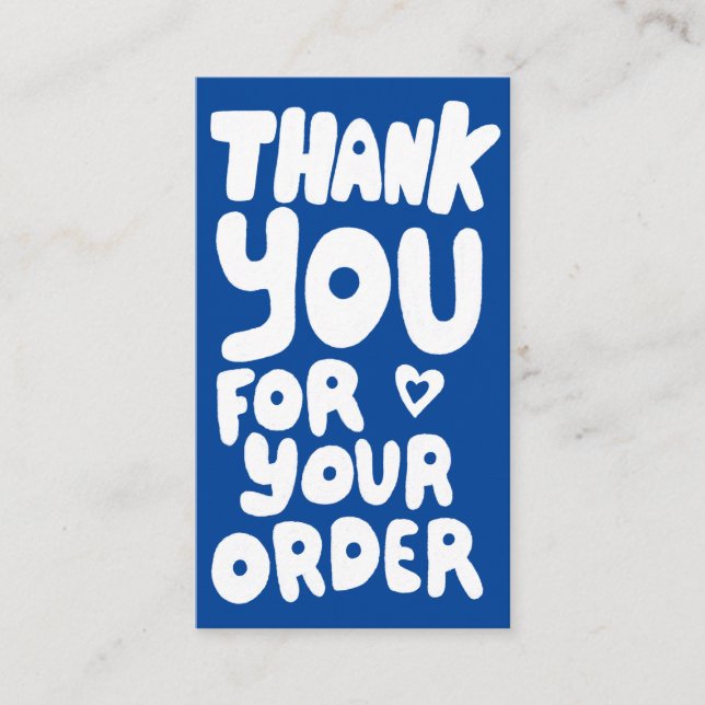 Thank You for Order Social Icons QR Code Blue Business Card (Front)