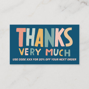 Thank You for Order Social Icons QR Code DISCOUNT Business Card