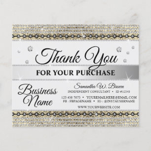 Thank You For Orders Jewellery Glitter Gold Diamon