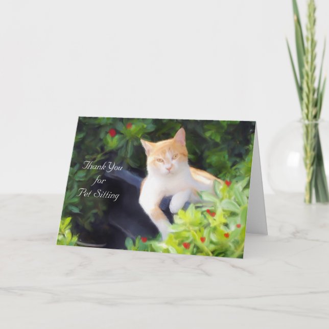 Thank You for Pet Sitting Cat Greeting Card (Front)