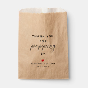 Thank You For Popping By After Wedding Popcorn Favour Bags