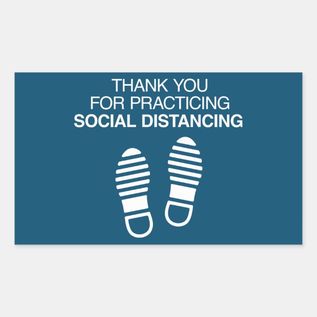 Thank You For Practicing Social Distancing Rectangular Sticker (Front)