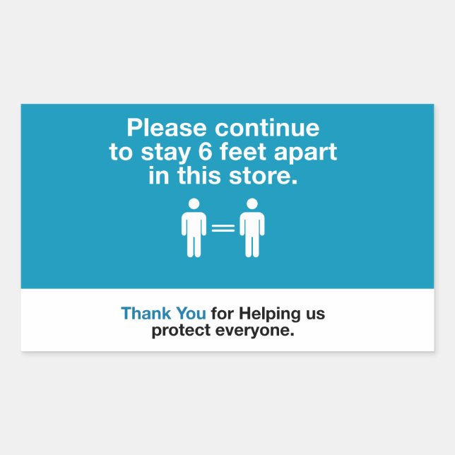 Thank You For Practicing Social Distancing Rectangular Sticker (Front)
