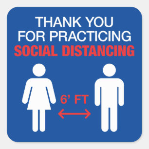 Thank You For Practicing Social Distancing Square Sticker