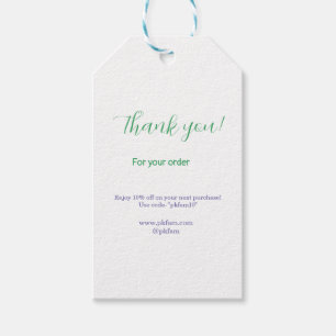 Thank you for purchase blue family business social gift tags