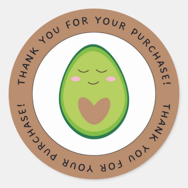 Thank You For Purchase Funny Avocado Circle Classic Round Sticker (Front)