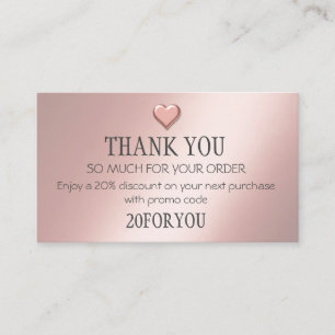 Thank You FOR PURCHASE Instagr Discount Code Rose Business Card