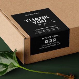 Thank You For Purchase Packaging Trendy Shipping Rectangular Sticker