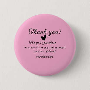 Thank you for purchase pink family business detail 6 cm round badge