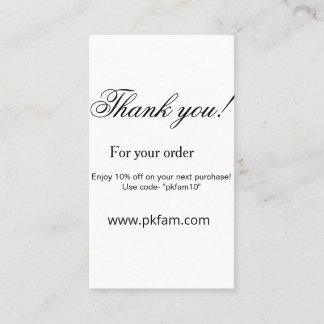 Thank you for purchase pink family business detail business card