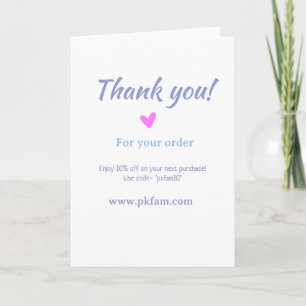 Thank you for purchase pink family business detail card