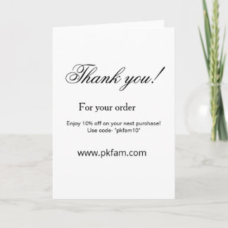 Thank you for purchase pink family business detail card