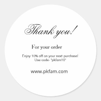 Thank you for purchase pink family business detail classic round sticker