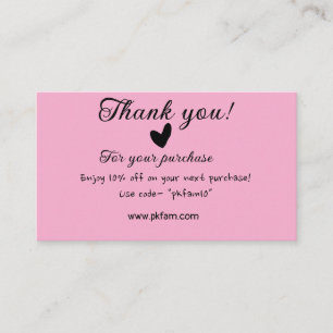 Thank you for purchase pink family business detail enclosure card