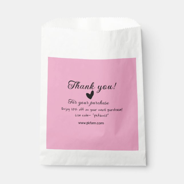 Thank you for purchase pink family business detail favour bags (Front)