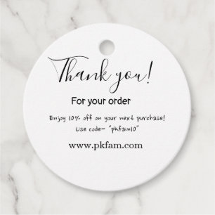 Thank you for purchase pink family business detail favour tags