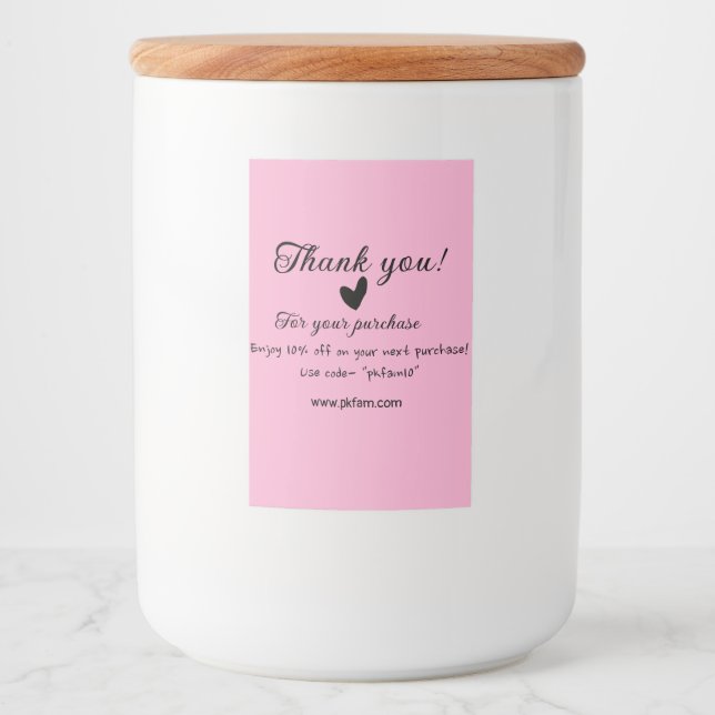 Thank you for purchase pink family business detail food label (Front)