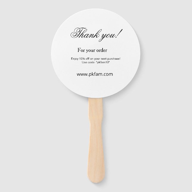 Thank you for purchase pink family business detail hand fan (Front)