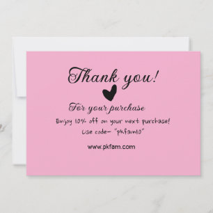 Thank you for purchase pink family business detail holiday card