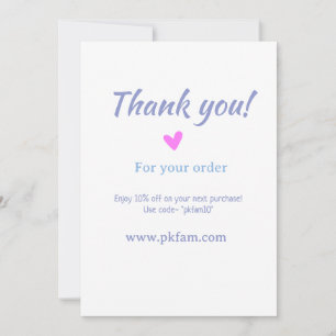 Thank you for purchase pink family business detail invitation