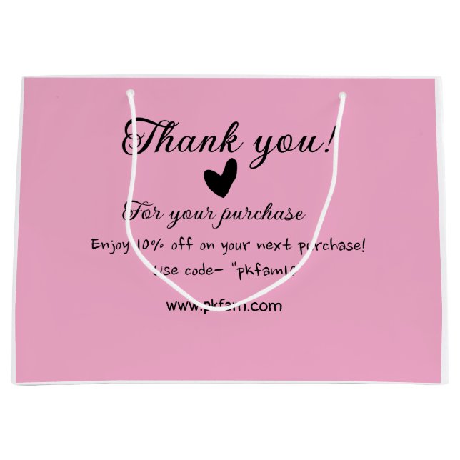 Thank you for purchase pink family business detail large gift bag (Front)