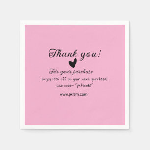 Thank you for purchase pink family business detail napkin