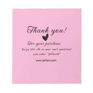 Thank you for purchase pink family business detail notepad