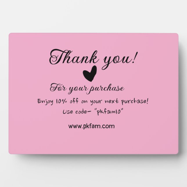 Thank you for purchase pink family business detail plaque (Front)