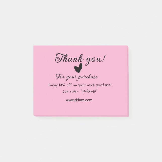 Thank you for purchase pink family business detail post-it notes (Front)