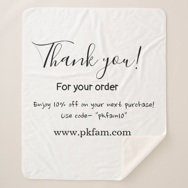 Thank you for purchase pink family business detail sherpa blanket (Front)