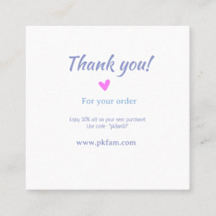 Thank you for purchase pink family business detail square business card