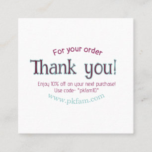 Thank you for purchase pink family business detail square business card