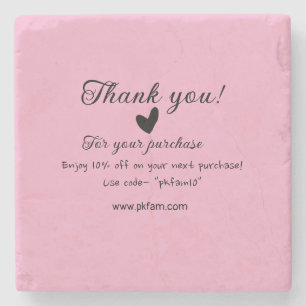 Thank you for purchase pink family business detail stone coaster