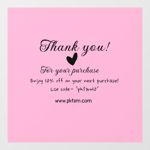 Thank you for purchase pink family business detail window cling