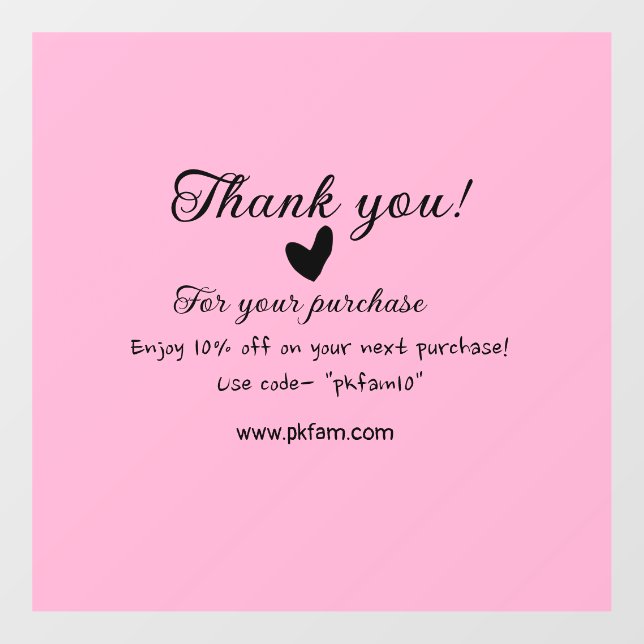 Thank you for purchase pink family business detail window cling (Sheet)