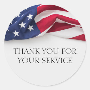 Thank You For Service American Flag Patriotic Classic Round Sticker