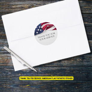 Thank You For Service American Flag Patriotic Classic Round Sticker