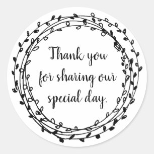 Thank you for sharing our special day floral print classic round sticker