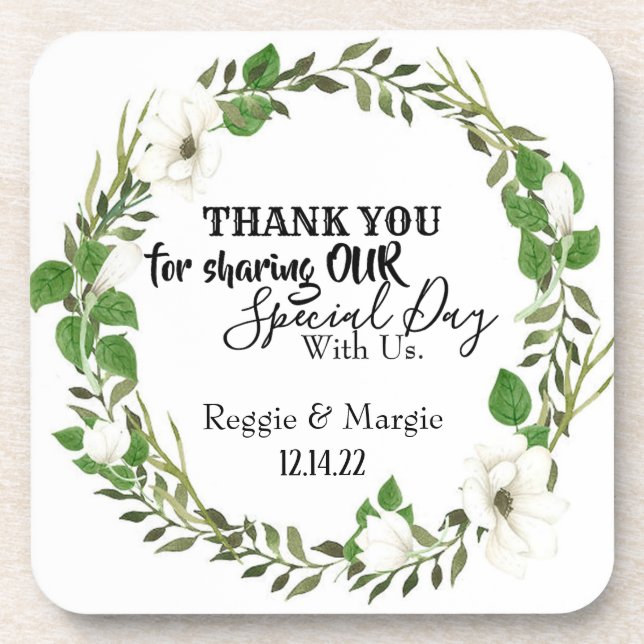 THANK YOU FOR SHARING OUR SPECIAL DAY WITH US  COASTER (Front)