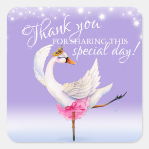 Thank you for sharing this day ballet swan purple square sticker