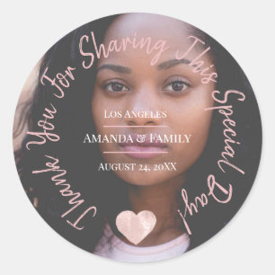 Thank You For Sharing This Special Day Heart Gradu Classic Round Sticker