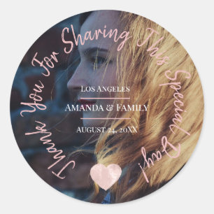 Thank You For Sharing This Special Day Heart Rose Classic Round Sticker