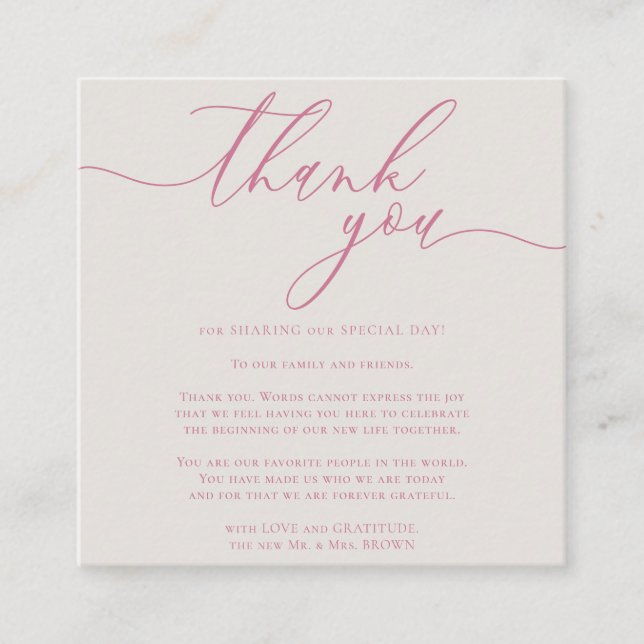 Thank you for sharing wedding day enclosure card (Front)