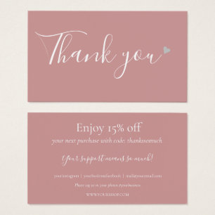 Thank You For Shopping Dusty Rose Discount Card